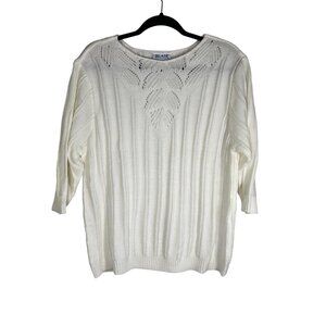 Retro Knit Sweater White XL Neutral Minimalist Festival Boho Indie Folk Western